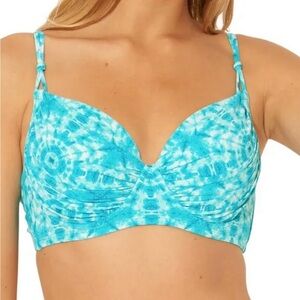 Bleu Rod Beattie Makes Waves Underwired Turquoise Tie-Dye Bikini Top Size 34DD